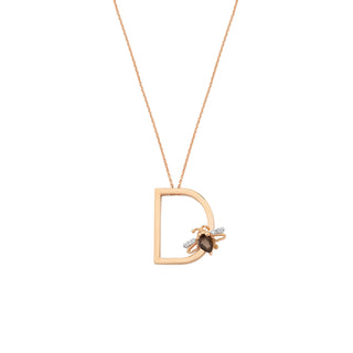 LETTER D GOLD SMOKY TOPAZ NECKLACE