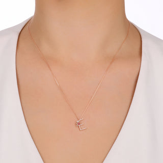 LETTER E RUBY DIAMOND XSMALL NECKLACE