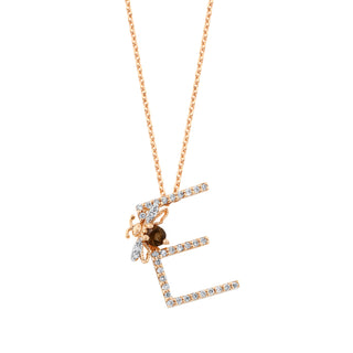 LETTER E GOLD DIAMOND NECKLACE