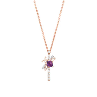 LETTER İ GOLD AMETHYST DIAMOND NECKLACE