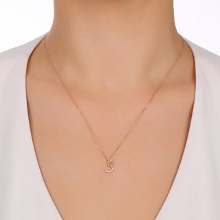 LETTER J CITRINE GOLD DIAMOND XSMALL NECKLACE