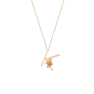 LETTER K GOLD CITRINE NECKLACE