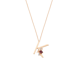 LETTER K GOLD RUBY NECKLACE