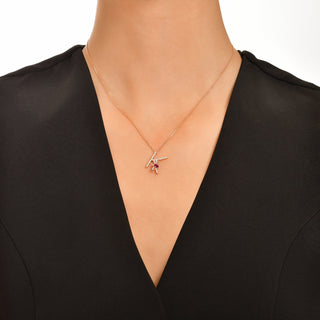 LETTER K GOLD RHODOLITE DIAMOND NECKLACE