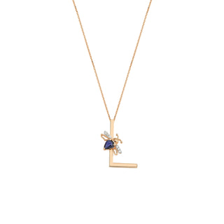 LETTER L GOLD SAPPHIRE NECKLACE