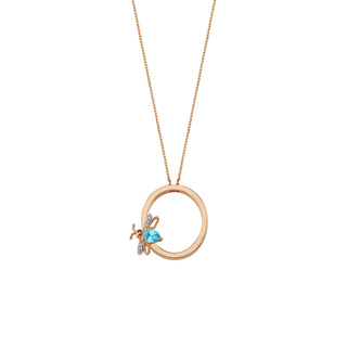 LETTER O GOLD BLUE TOPAZ NECKLACE