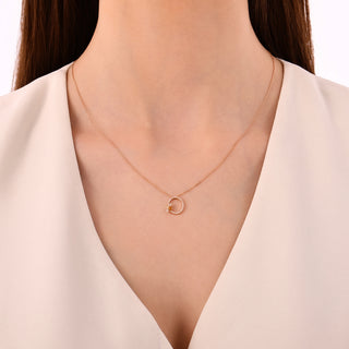 LETTER O GOLD DIAMOND CITRINE XSMALL NECKLACE