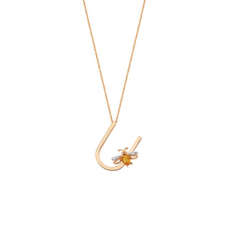 LETTER U GOLD CITRINE NECKLACE