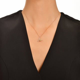 LETTER V GOLD DIAMOND NECKLACE