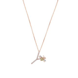 LETTER Y GOLD DIAMOND PERIDOT SMALL NECKLACE