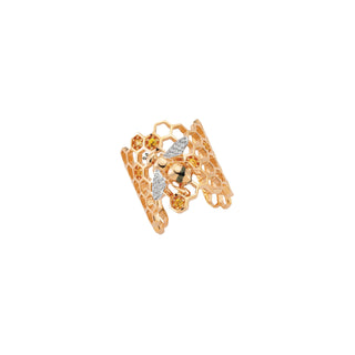 HONEYCOMB GOLD DIAMOND RING Bee Goddess