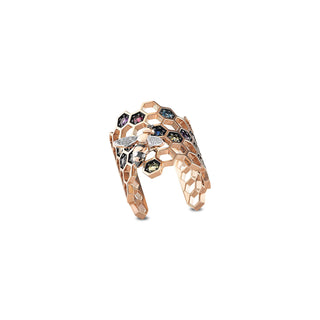 HONEYCOMB GOLD DIAMOND SAPPHIRE RING Bee Goddess