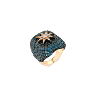 VENUS STAR 18K GOLD BLUE DIAMOND RING