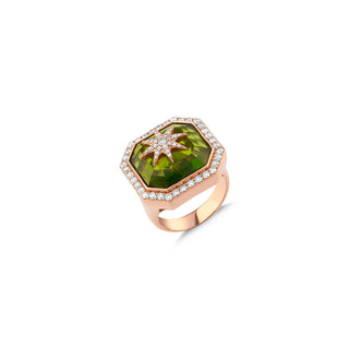 VENUS STAR PERIDOT DIAMOND RING