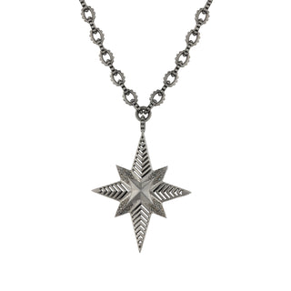 VENUS STAR SILVER BLACK DIAMOND NECKLACE