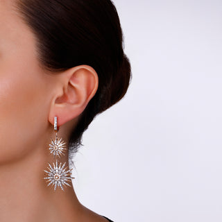 JARDIN STAR 18K GOLD BAGUETTE DIAMOND EARRINGS