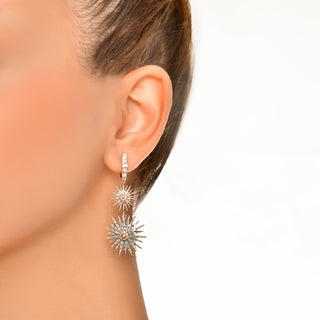 JARDIN STAR GOLD BAGUETTE DIAMOND EARRINGS