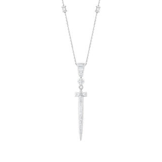 SWORD 18K GOLD BAGUETTE DIAMOND NECKLACE