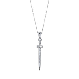 SWORD 18K GOLD BAGUETTE DIAMOND NECKLACE