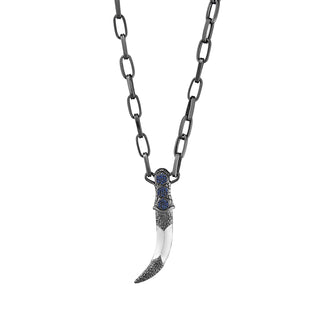 SWORD SILVER SAPPHIRE CHAIN NECKLACE