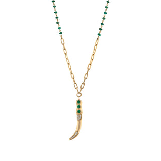SWORD GOLD DIAMOND EMERALD CHAIN NECKLACE