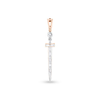 SWORD GOLD BAGUETTE DIAMOND PENDANT