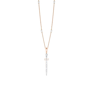 SWORD GOLD BAGUETTE DIAMOND PENDANT