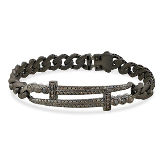 SWORD DOUBLE SIDE SILVER BLACK DIAMOND CHAIN BRACELET