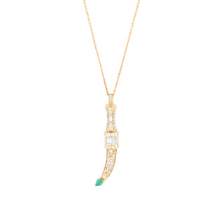 SWORD GOLD BAGUETTE DIAMOND EMERALD NECKLACE