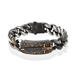 DAGGER GOLD & SILVER COGNAC DIAMOND RUBY BRACELET