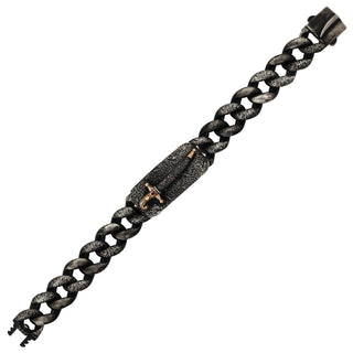 DAGGER GOLD & SILVER BLACK DIAMOND CHAIN RUBY BRACELET