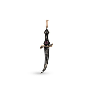DAGGER GOLD & SILVER BLACK DIAMOND RUBY PENDANT