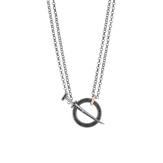 SWORD GOLD BLACK DIAMOND RING NECKLACE