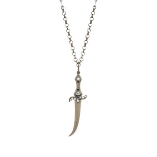 DAGGER SILVER DIAMOND NECKLACE