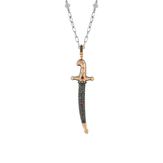 SWORD GOLD DIAMOND RUBY STATEMENT PENDANT