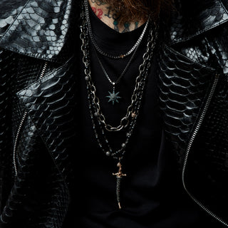 SWORD GOLD DIAMOND RUBY STATEMENT PENDANT