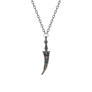 SWORD BLACK DIAMOND EMERALD RUBY PENDANT