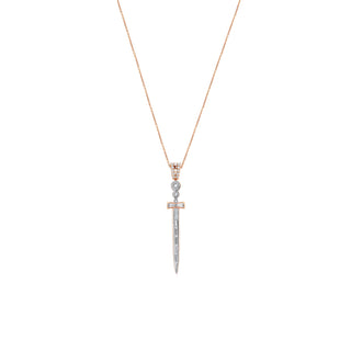 SWORD GOLD BAGUETTE DIAMOND NECKLACE