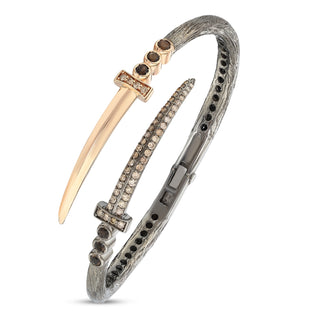 SWORD GOLD DIAMOND SMOKY TOPAZ BANGLE BRACELET