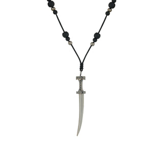 SWORD SILVER ONIX BLACK DIAMOND CORD NECKLACE