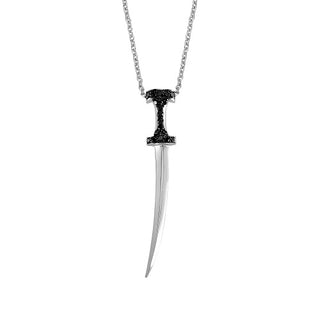 SWORD SILVER BLACK DIAMOND NECKLACE