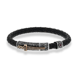 SWORD GOLD & SILVER BLACK DIAMOND RUBY BRACELET