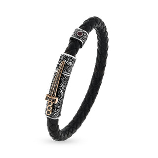 SWORD GOLD & SILVER BLACK DIAMOND RUBY BRACELET
