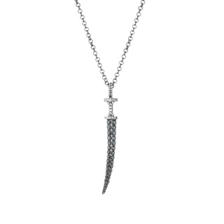 SWORD SILVER BLACK DIAMOND NECKLACE