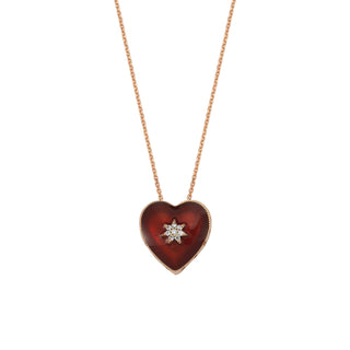 VENUS STAR GOLD DIAMOND RED ENAMEL NECKLACE