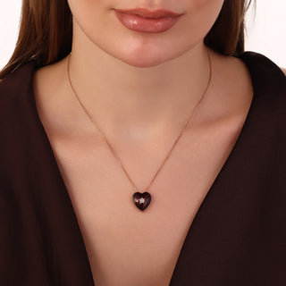 VENUS STAR GOLD DIAMOND RED ENAMEL NECKLACE