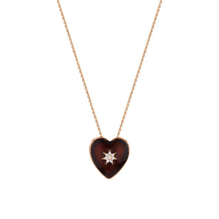 VENUS STAR GOLD DIAMOND RED ENAMEL NECKLACE