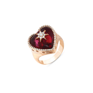 VENUS STAR RED CRYSTAL GOLD DIAMOND RING