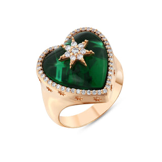 VENUS STAR HEART GOLD DIAMOND RING