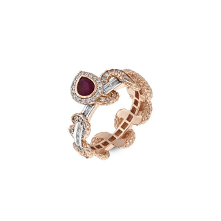 KUNDALINI GOLD DIAMOND RUBY RING